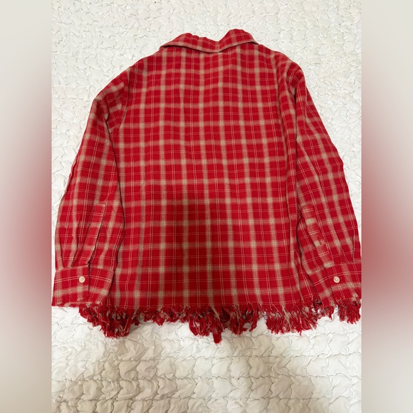 Free People x Found Raw-Cut Fringe Plaid Camp Shirt - Picture 5 of 5